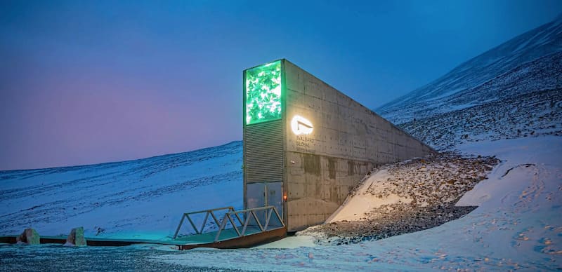 The Global Seed Vault in Svalbard, Norway, also known as the Doomsday Vault